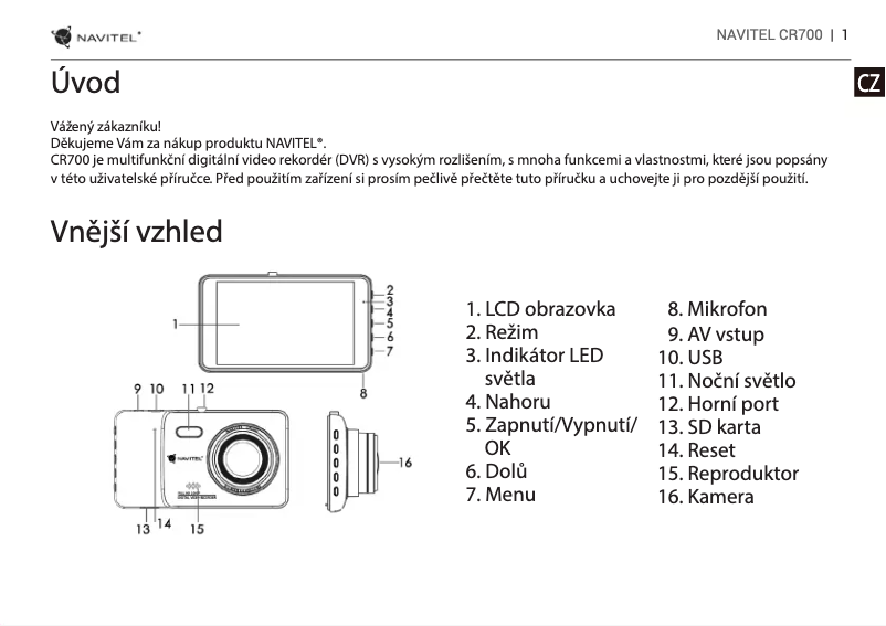 Image de la première page du manuel de l'appareil CR700