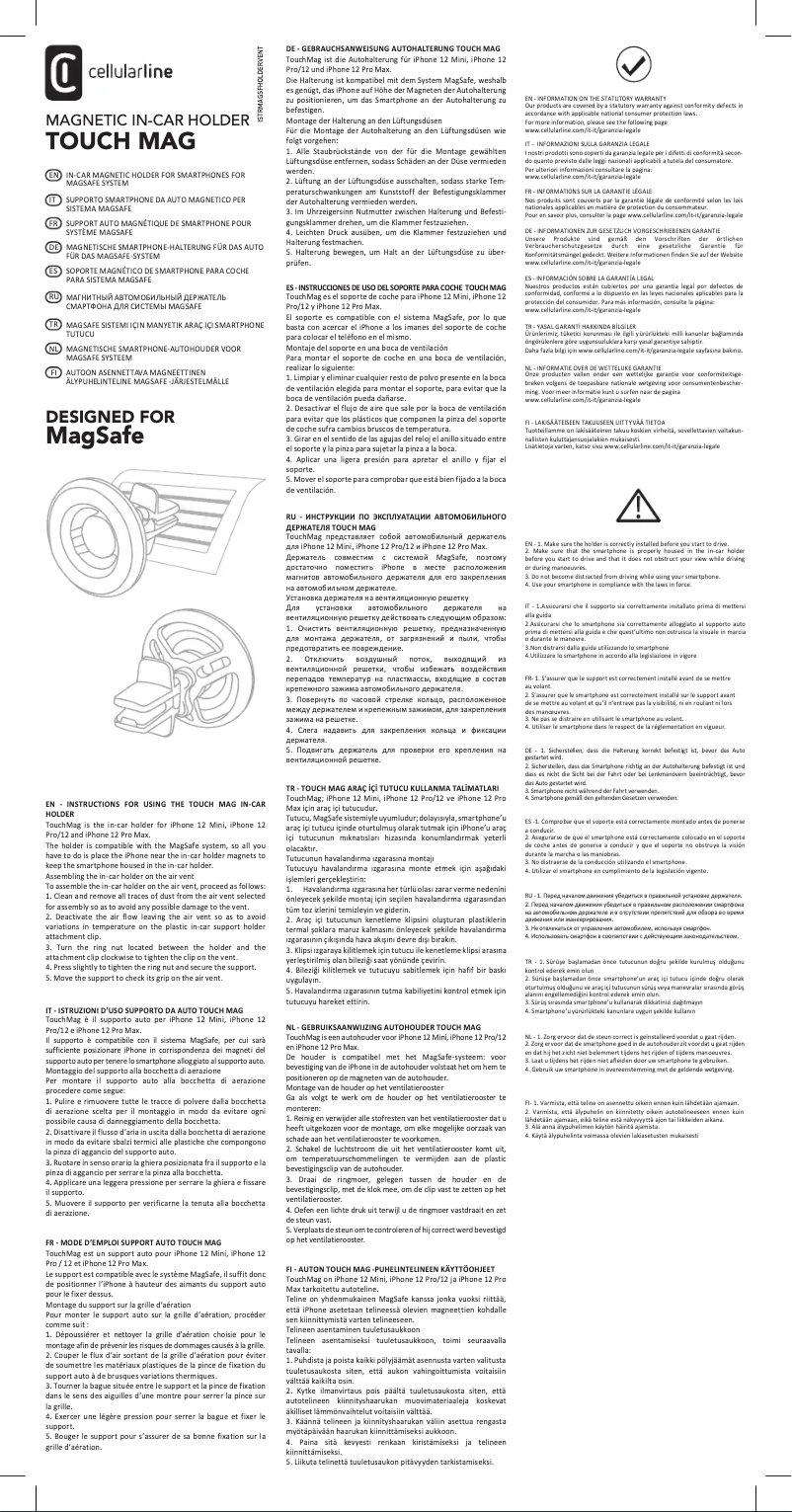 Page 1 de la notice Manuel utilisateur Cellular Line Touch Mag
