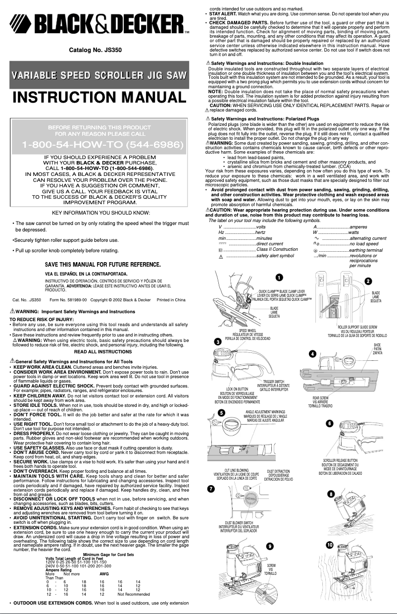 Page n°1 - Manuel utilisateur Black & Decker JS350B