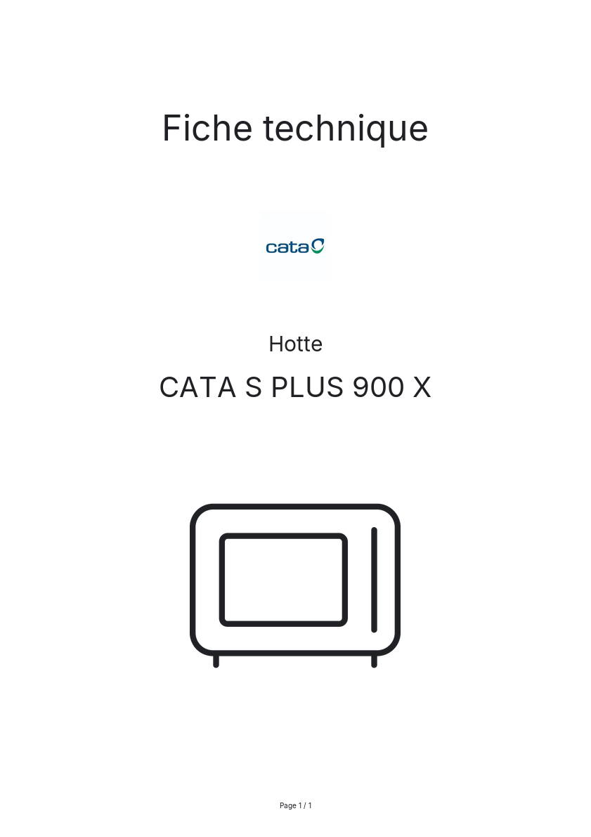 Page n°1 - Fiche technique CATA S PLUS 900 X