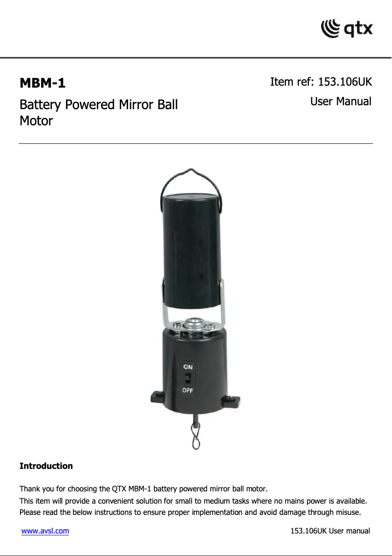 Page n°1 - Manuel utilisateur Qtx MBM-1