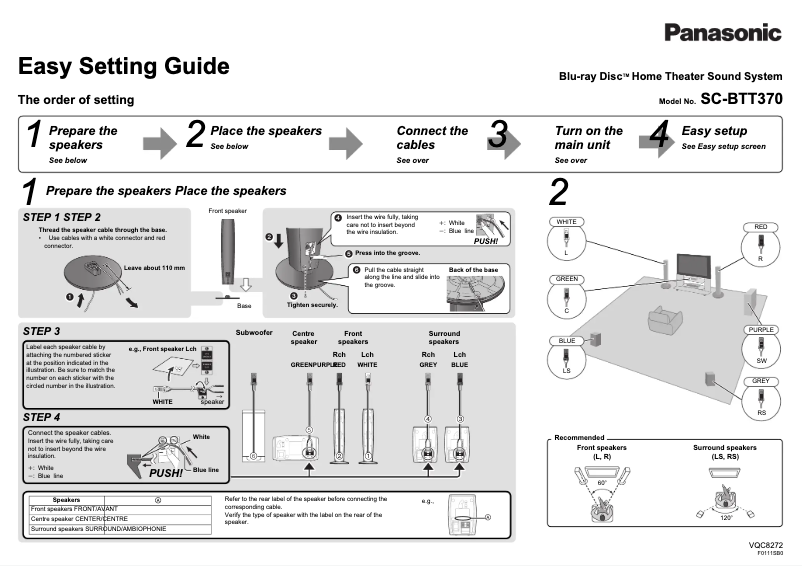 Page 1 de la notice Manuel utilisateur Panasonic SC-BT370