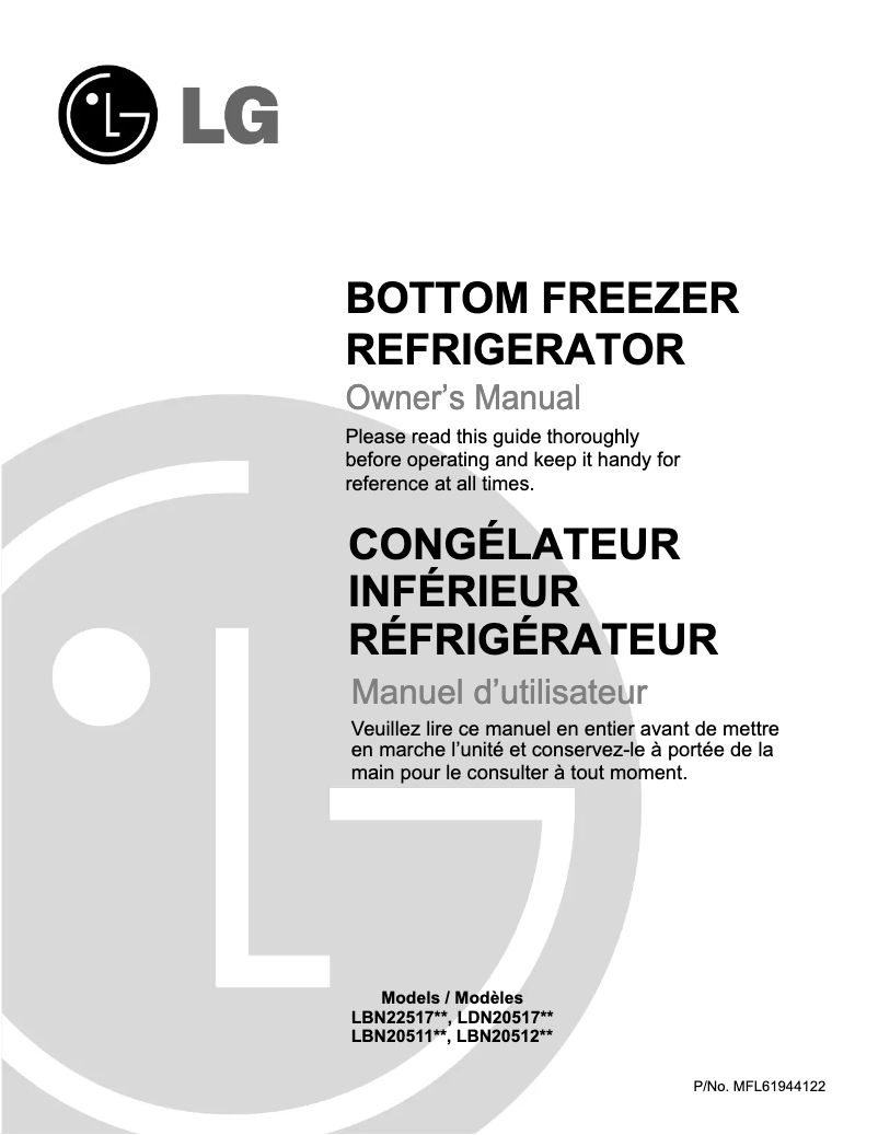 Image de la première page du manuel de l'appareil LBN22517ST