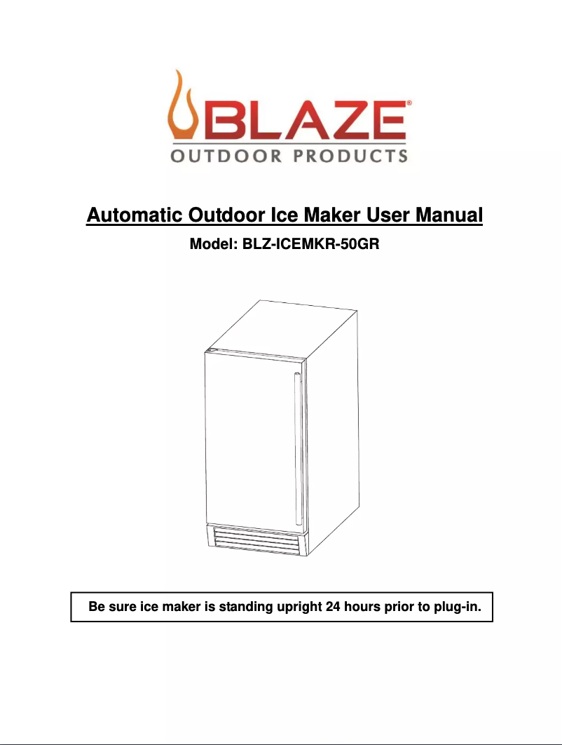 Page 1 de la notice Manuel utilisateur Blaze BLZ-ICEMKR-50GR
