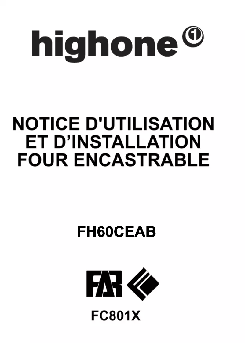 Page 1 of the manual User Manual High One FH 60 CEAB