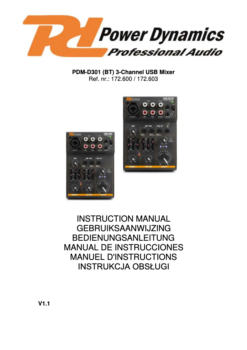 Page 1 de la notice Manuel utilisateur Power Dynamics PDM-D301