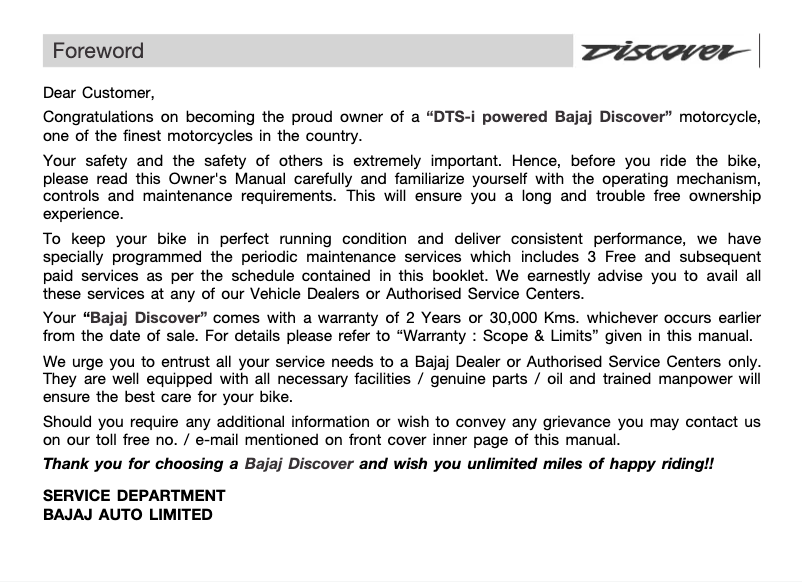 Imagen de la primera página del manual del dispositivo Discover 100