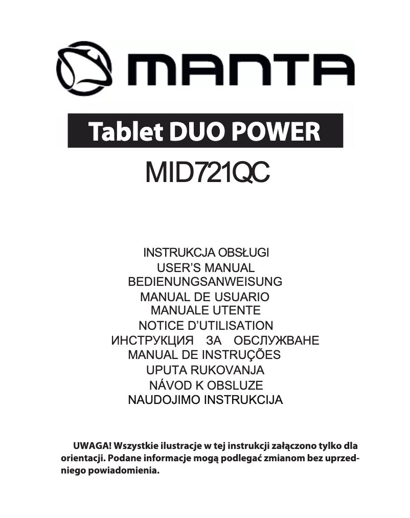Page 1 de la notice Manuel utilisateur Manta Duo Power MID721QC
