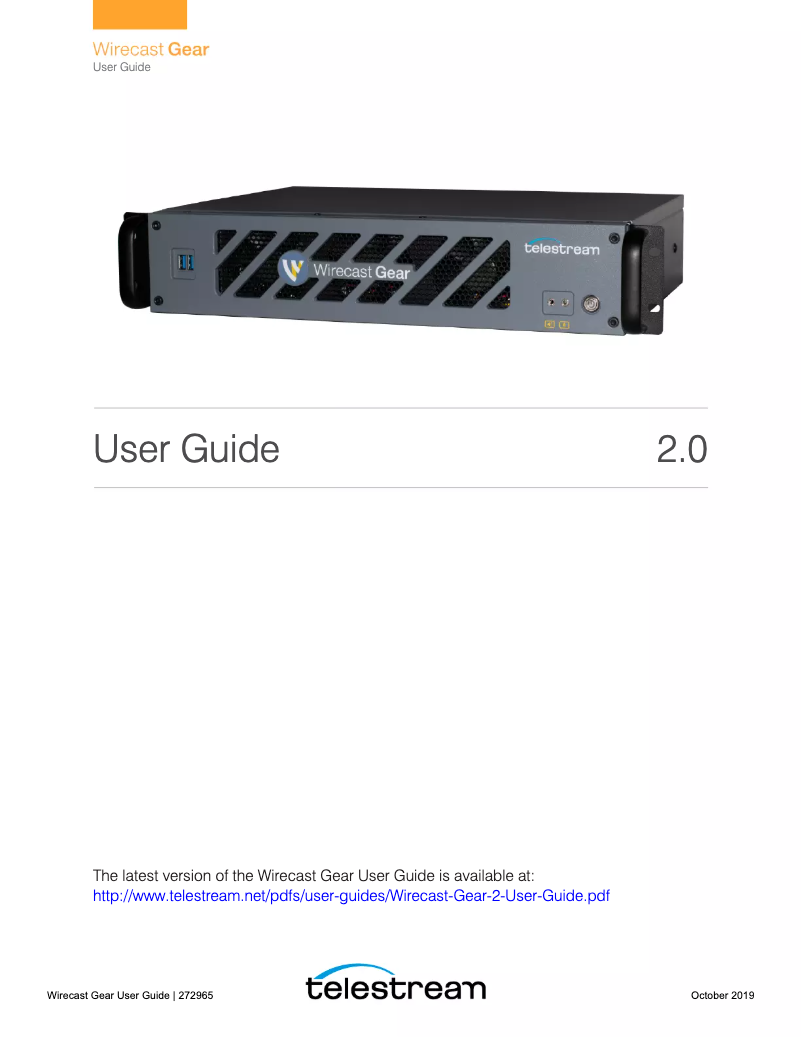 Page n°1 - Manuel utilisateur Telestream Wirecast Gear 320