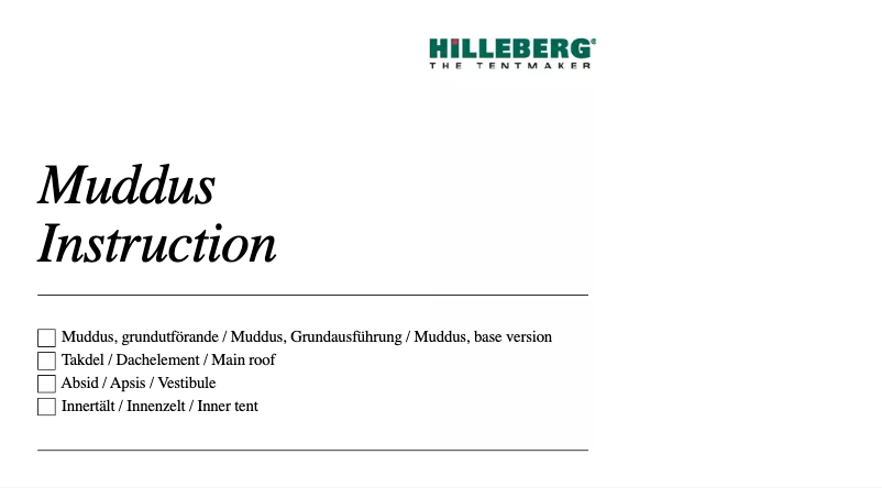 Page n°1 - Manuel utilisateur Hilleberg Muddus
