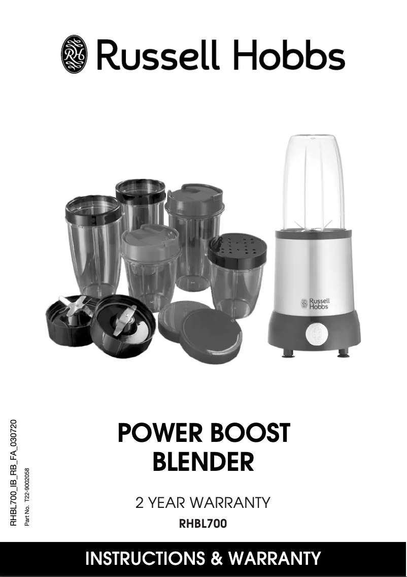 Page n°1 - Manuel utilisateur Russell Hobbs Power Boost Blender RHBL700