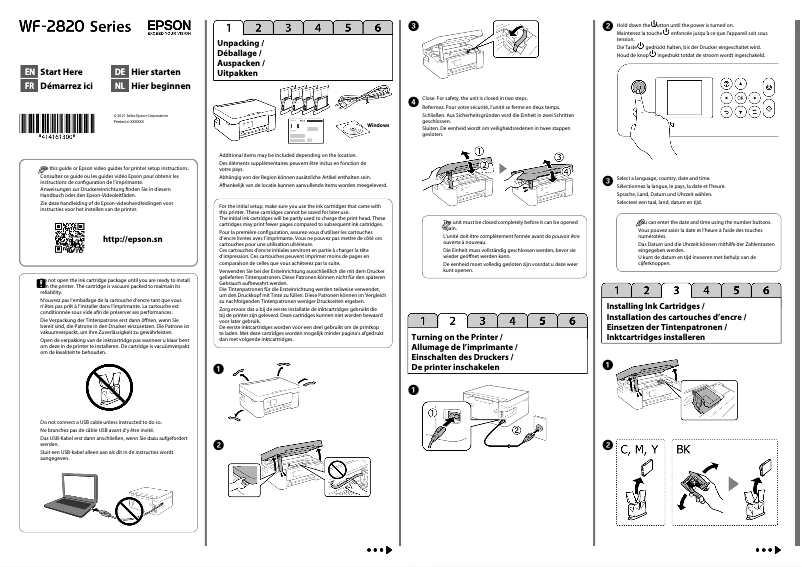 Page n°1 - Guide d'installation Epson Workforce WF-2820DWF