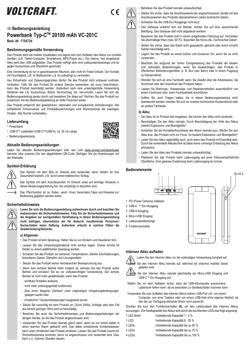 Page 1 de la notice Manuel utilisateur Voltcraft VC-201C