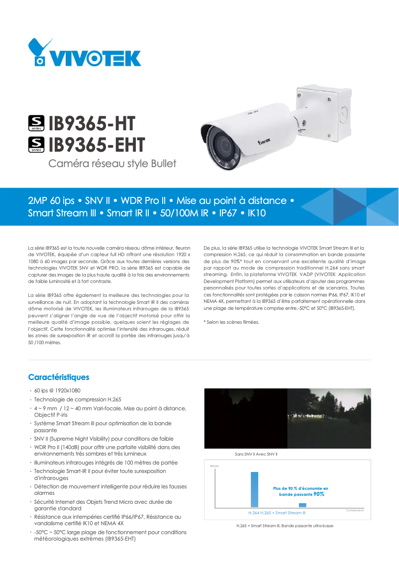 Page 1 de la notice Fiche technique Vivotek Bullet IB9387-HT-A