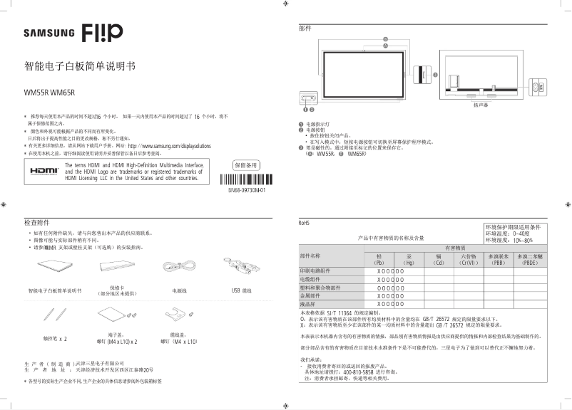Page 1 de la notice Guide d'installation Samsung WM65R