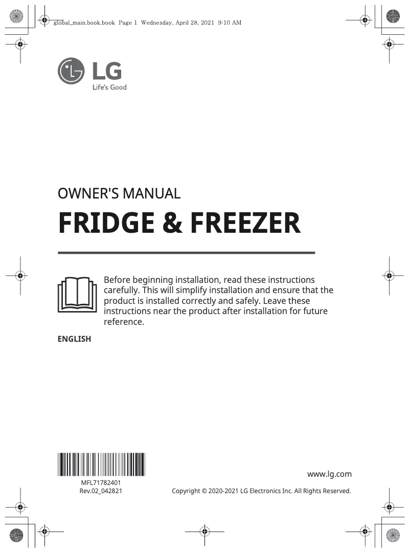 Page 1 de la notice Manuel utilisateur LG GF-B590MBL