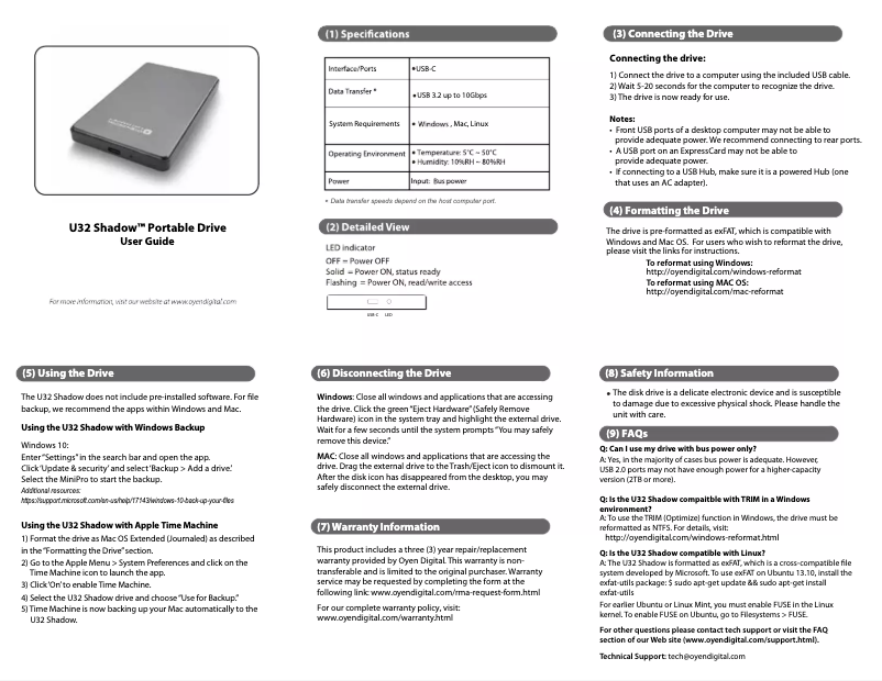 Image de la première page du manuel de l'appareil U32 Shadow Dura