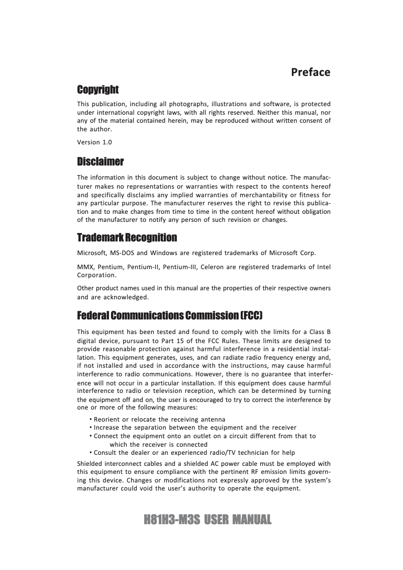 Image de la première page du manuel de l'appareil H81H3-M3S/TPM