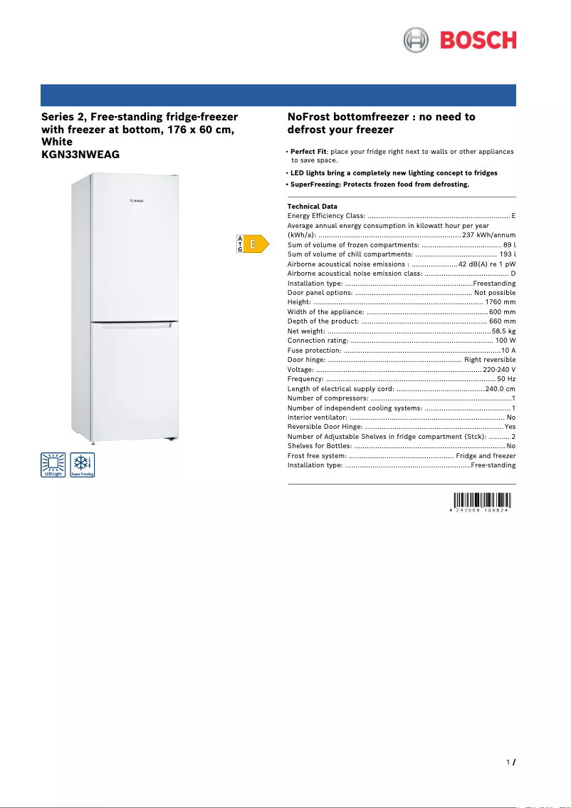 Image de la première page du manuel de l'appareil Serie 2 KGN33NWEAG