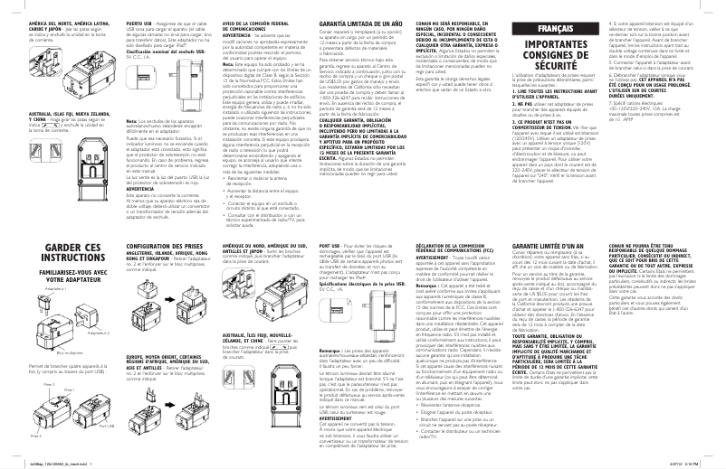 Page 1 de la notice Manuel utilisateur Conair TS238X