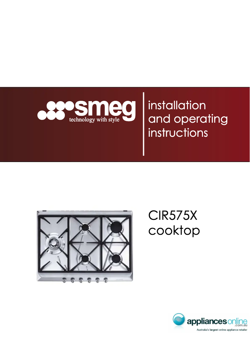 Page 1 de la notice Manuel utilisateur Smeg CIR575X