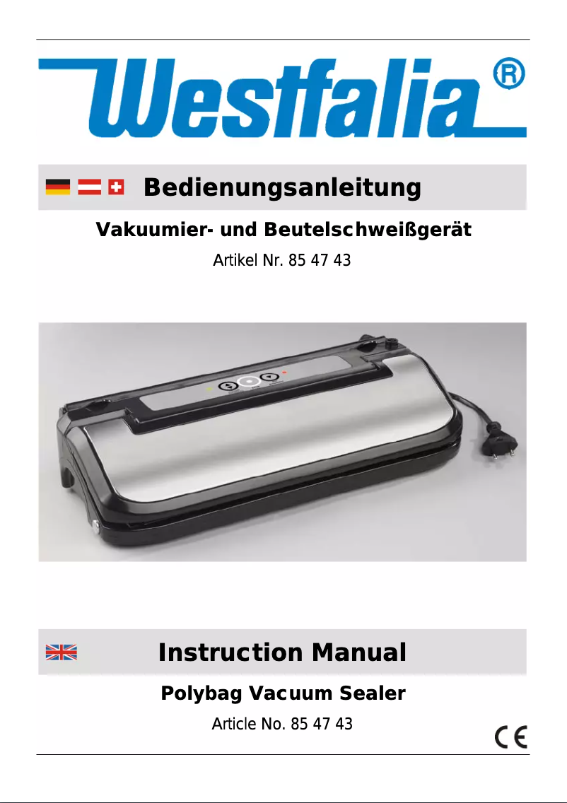 Page 1 de la notice Manuel utilisateur Westfalia 854743
