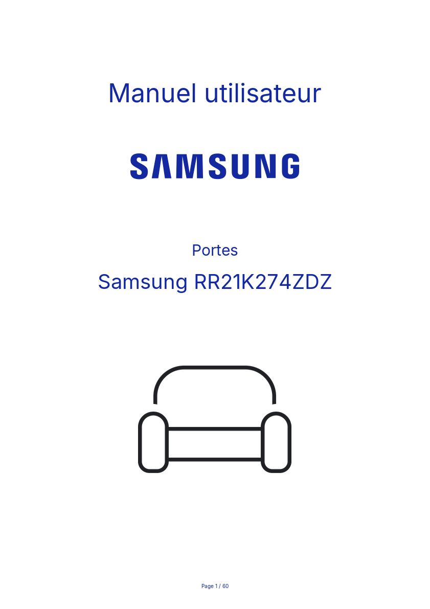 Page n°1 - Manuel utilisateur Samsung RR21K274ZDZ