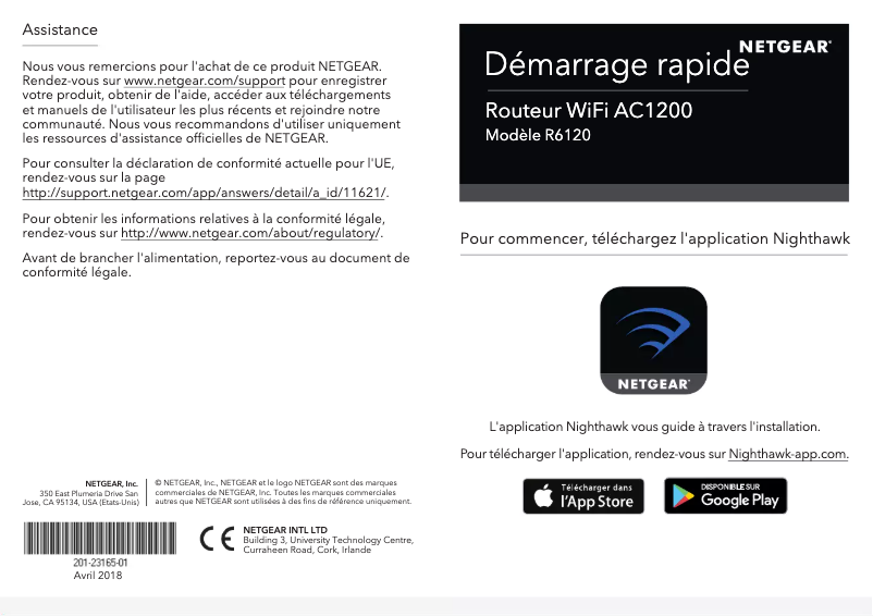Page 1 de la notice Guide d'installation Netgear R6120