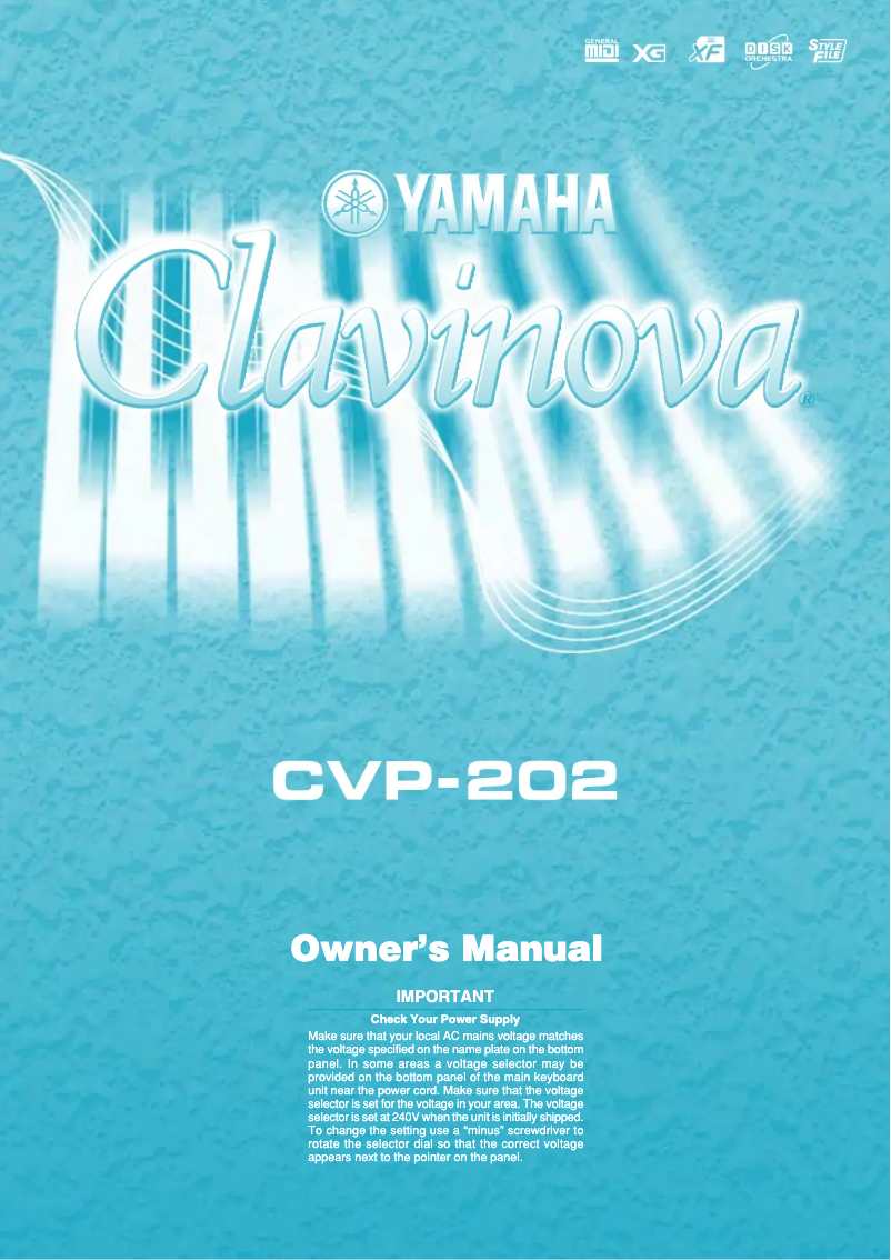 Page n°1 - Manuel utilisateur Yamaha Clavinova CVP-202