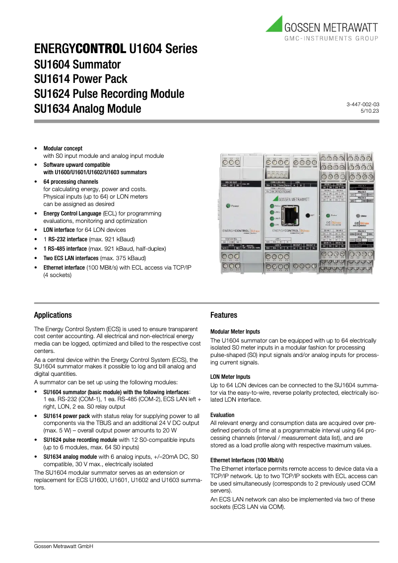 Image de la première page du manuel de l'appareil SU1604