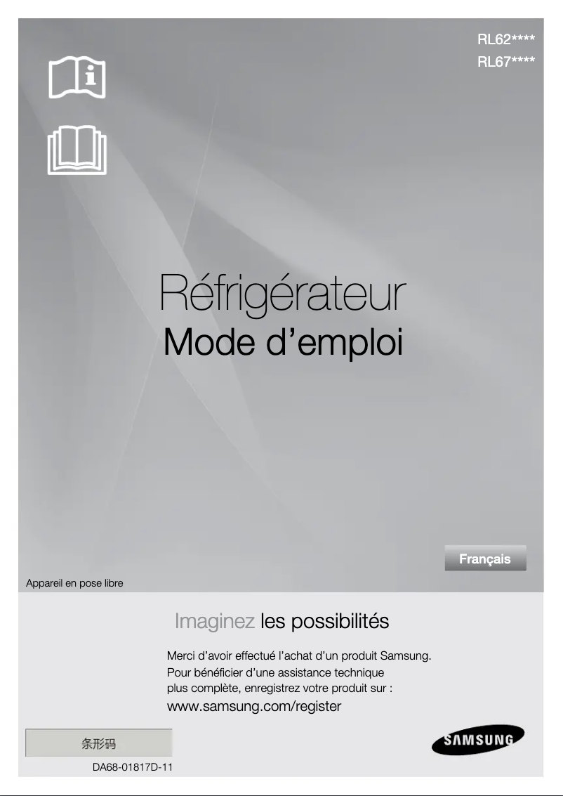 Page 1 de la notice Manuel utilisateur Samsung RL62VCPN1