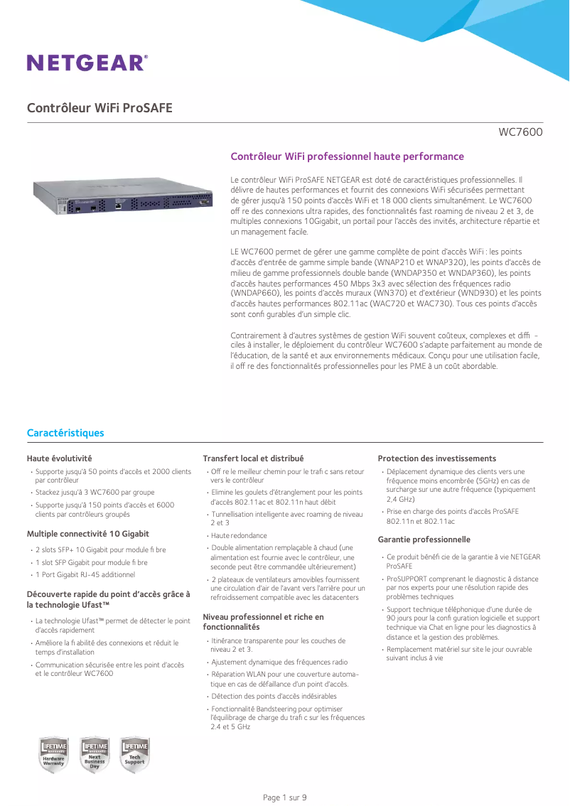 Página 1 del manual Ficha técnica Netgear ProSafe WC7600