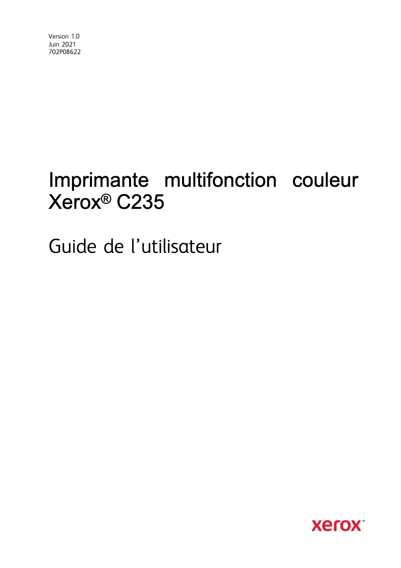 Page 1 de la notice Manuel utilisateur Xerox C235V