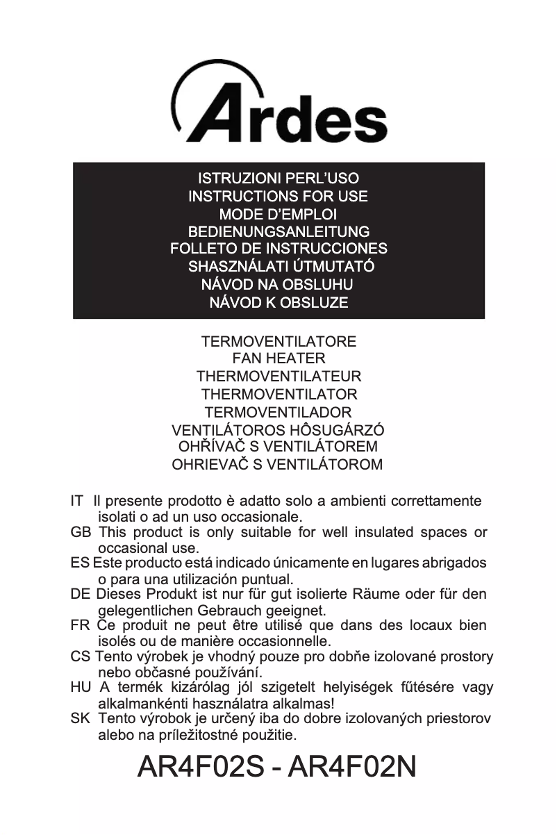 Image de la première page du manuel de l'appareil AR4F02N