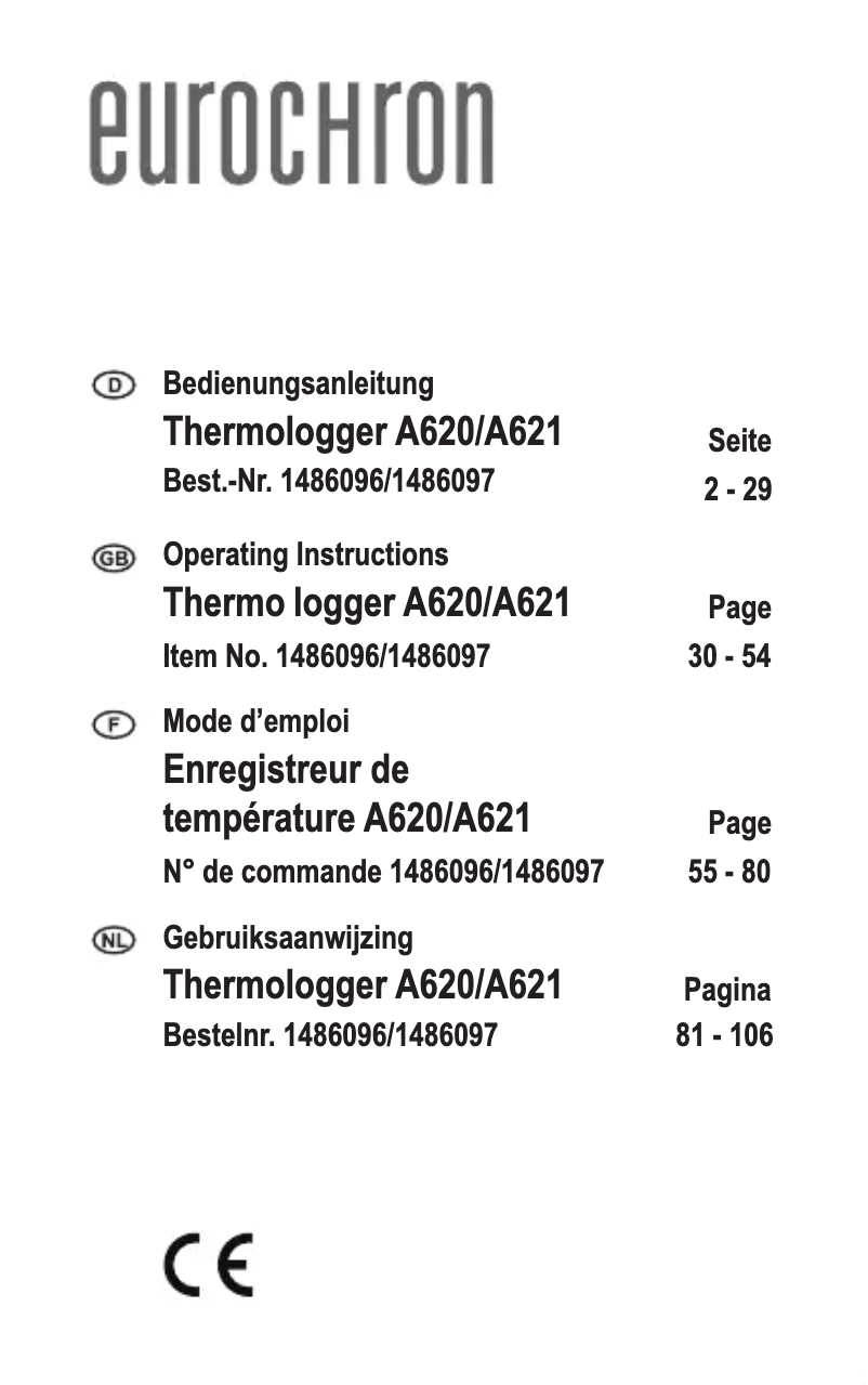 Page n°1 - Manuel utilisateur Eurochron A620