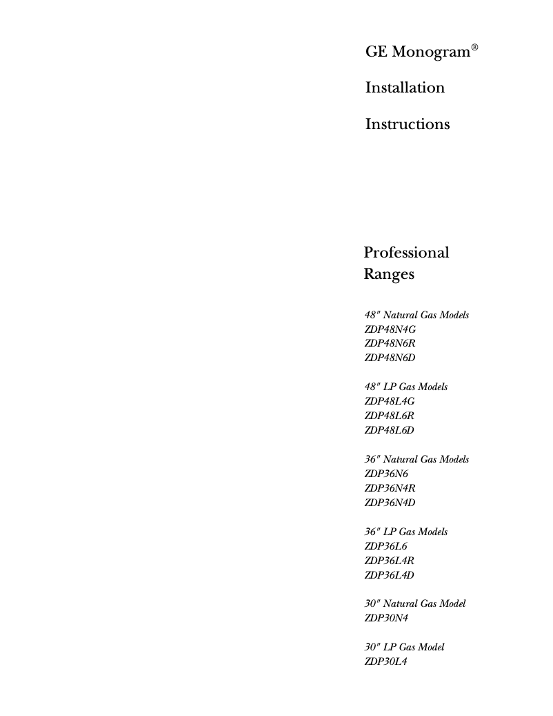 Image de la première page du manuel de l'appareil ZDP48L6DWSS