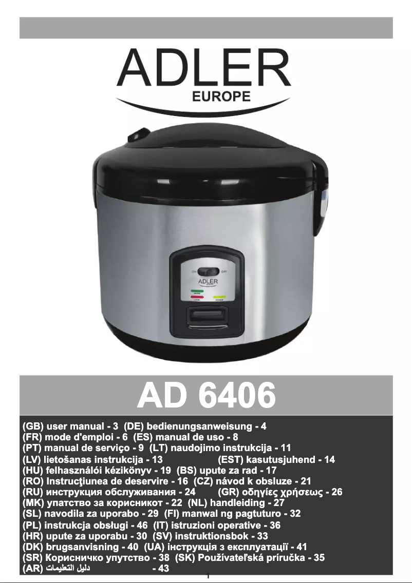 Imagen de la primera página del manual del dispositivo AD 6406