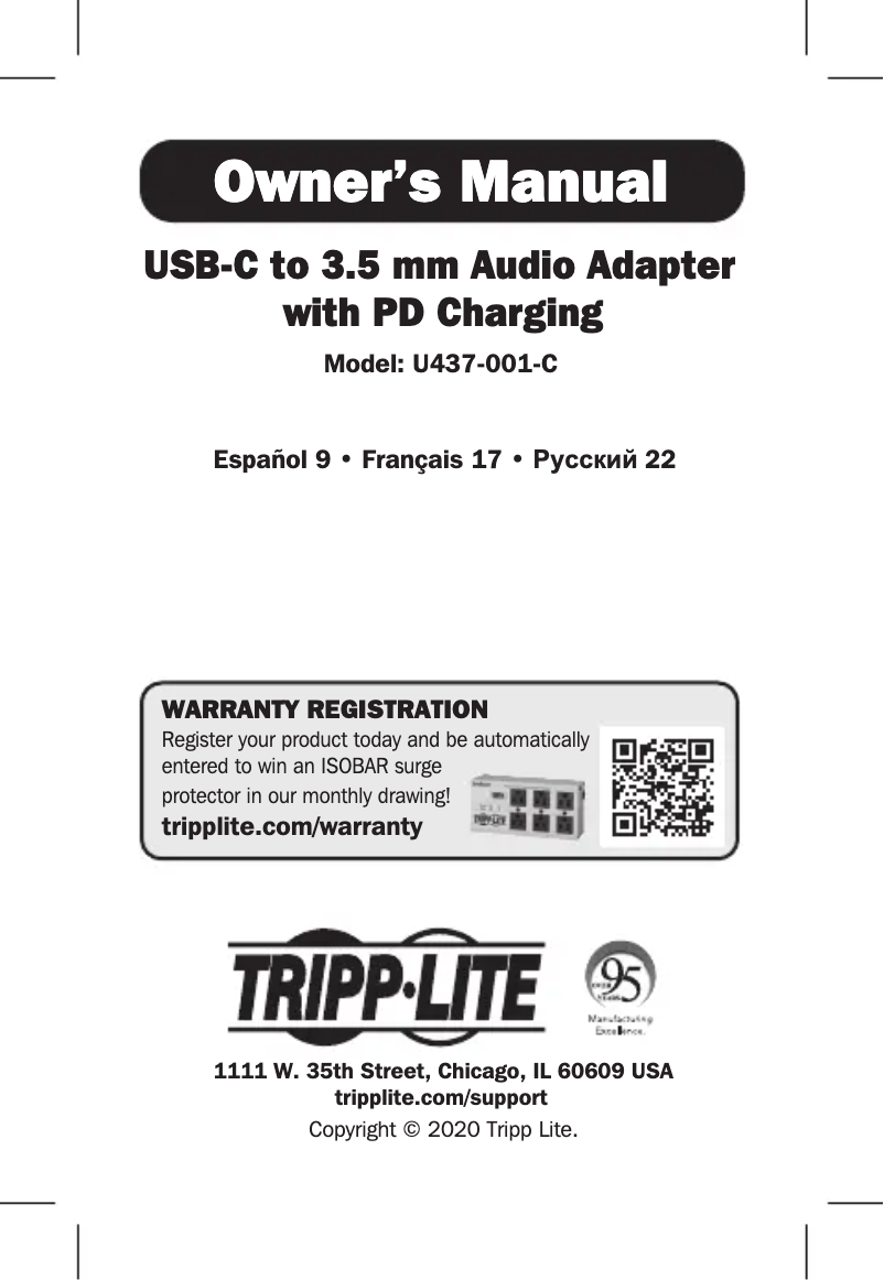 Page n°1 - Manuel utilisateur Tripp Lite U437-001-C