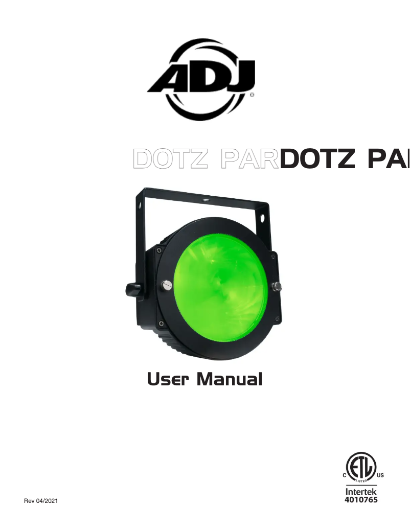 Page 1 de la notice Manuel utilisateur American DJ Dotz Par