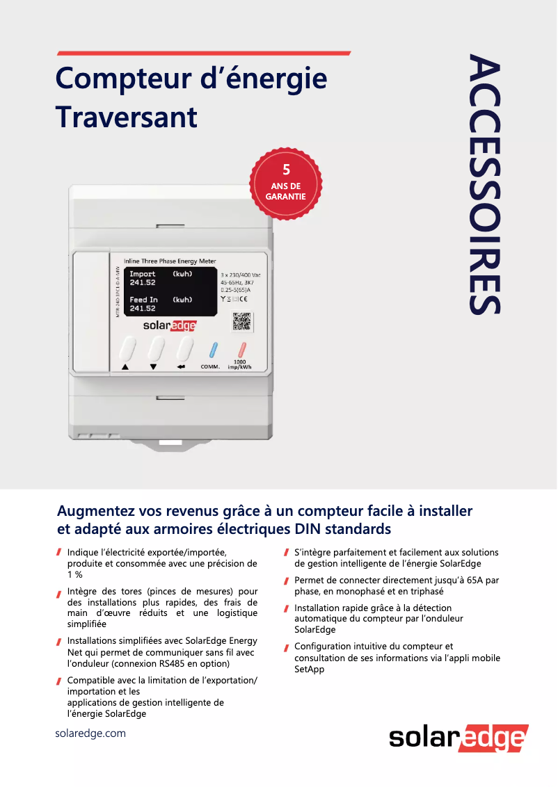Page n°1 - Guide d'installation SolarEdge MTR-240-1PC1-DW-MW