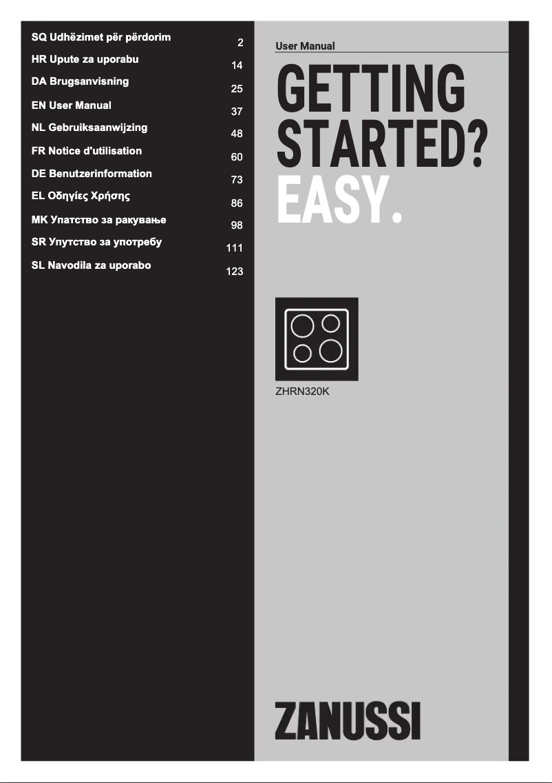Page 1 de la notice Manuel utilisateur Zanussi ZHRN320K
