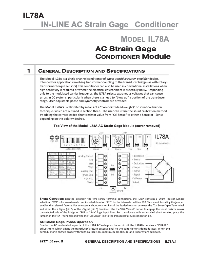 First page image of the manual for IL78A