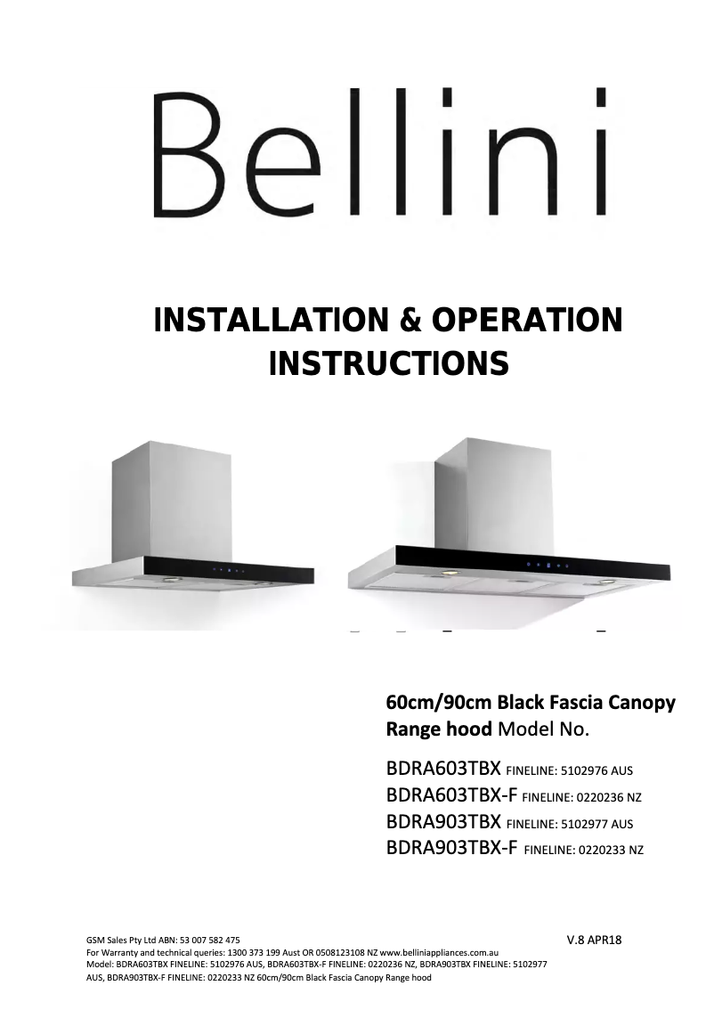 Page n°1 - Manuel utilisateur Bellini BDRA603TBX-F