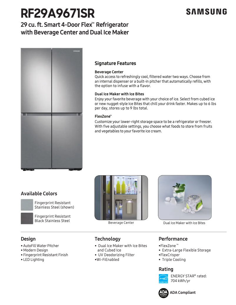 Página 1 del manual Ficha técnica Samsung RF29A9671SR