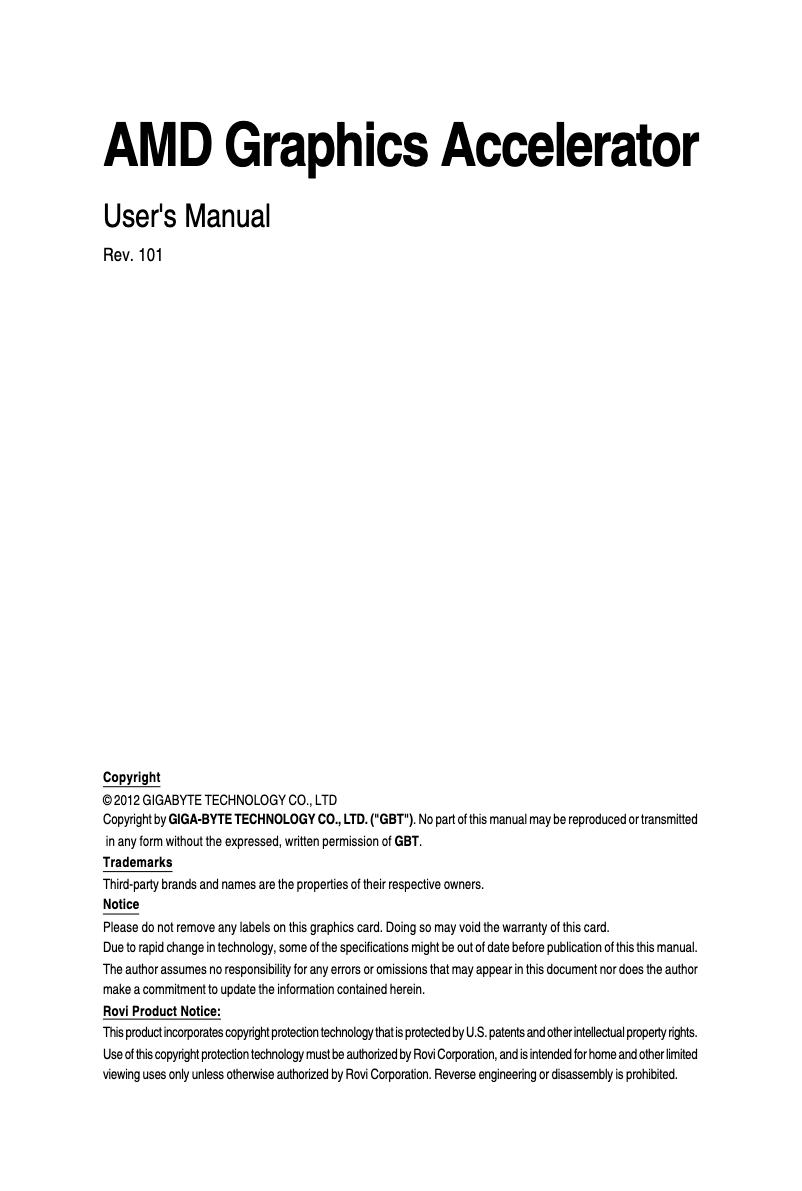 Image de la première page du manuel de l'appareil GV-R545-1GI (rev. 2.0)