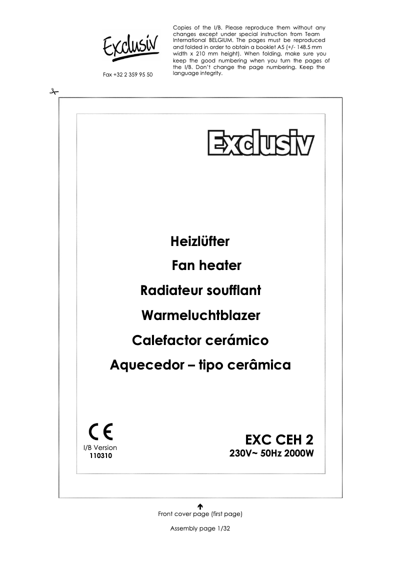 Page 1 de la notice Manuel utilisateur Kalorik EXC CEH 2