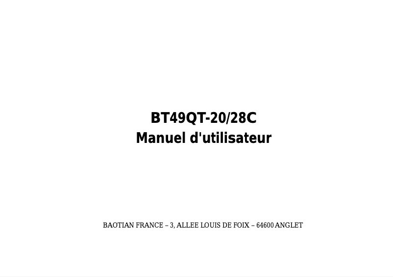 Image de la première page du manuel de l'appareil BT49QT-28C