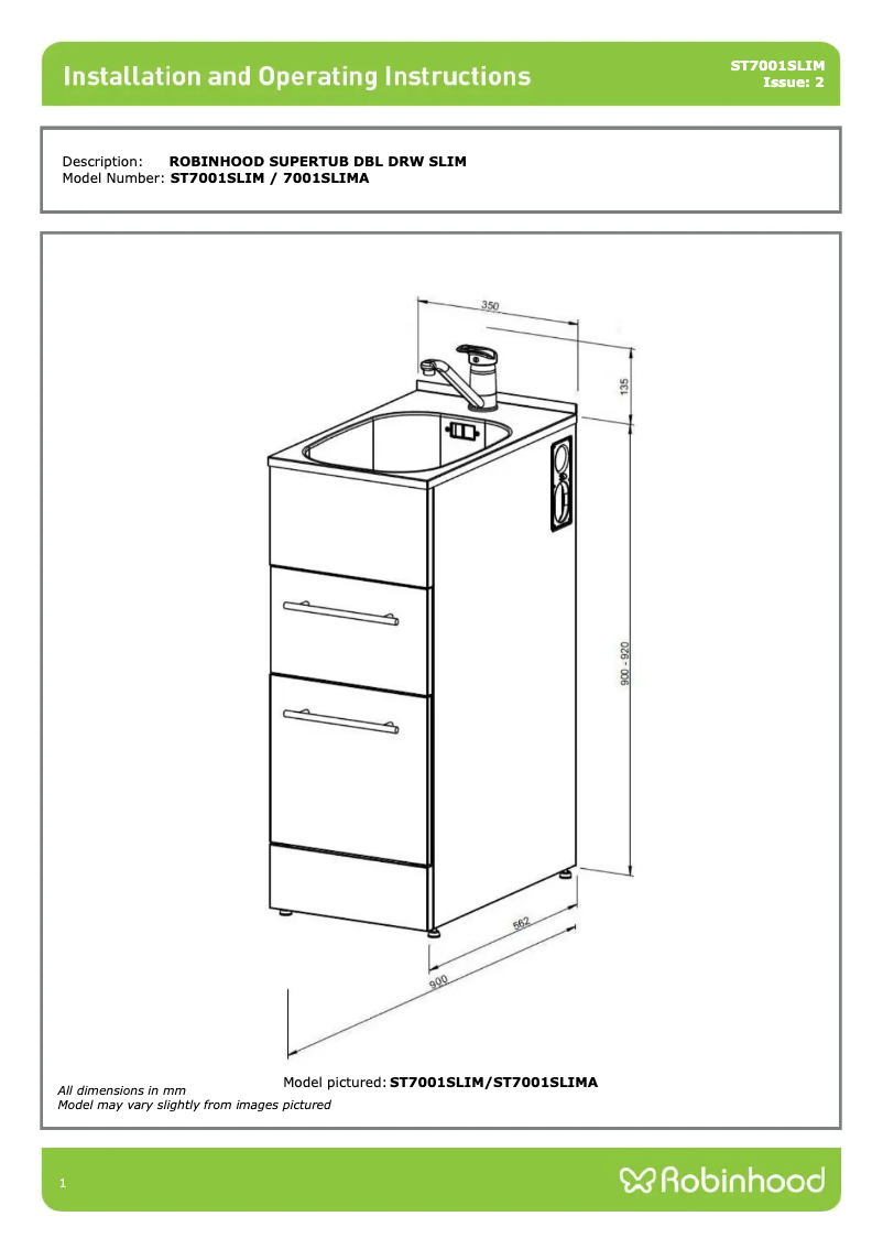 Image de la première page du manuel de l'appareil ST7001SLIMA