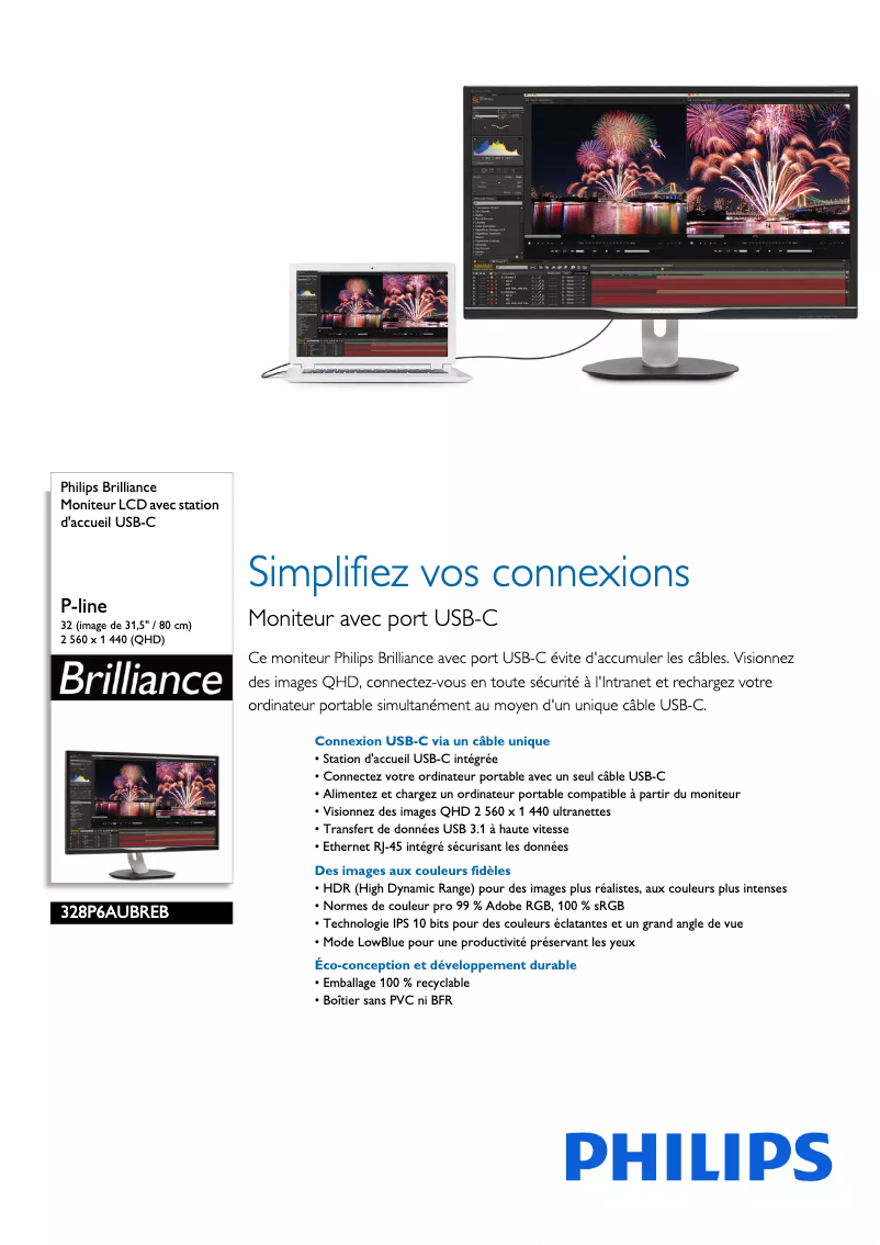 Page n°1 - Fiche technique Philips Brilliance 328P6AUBREB