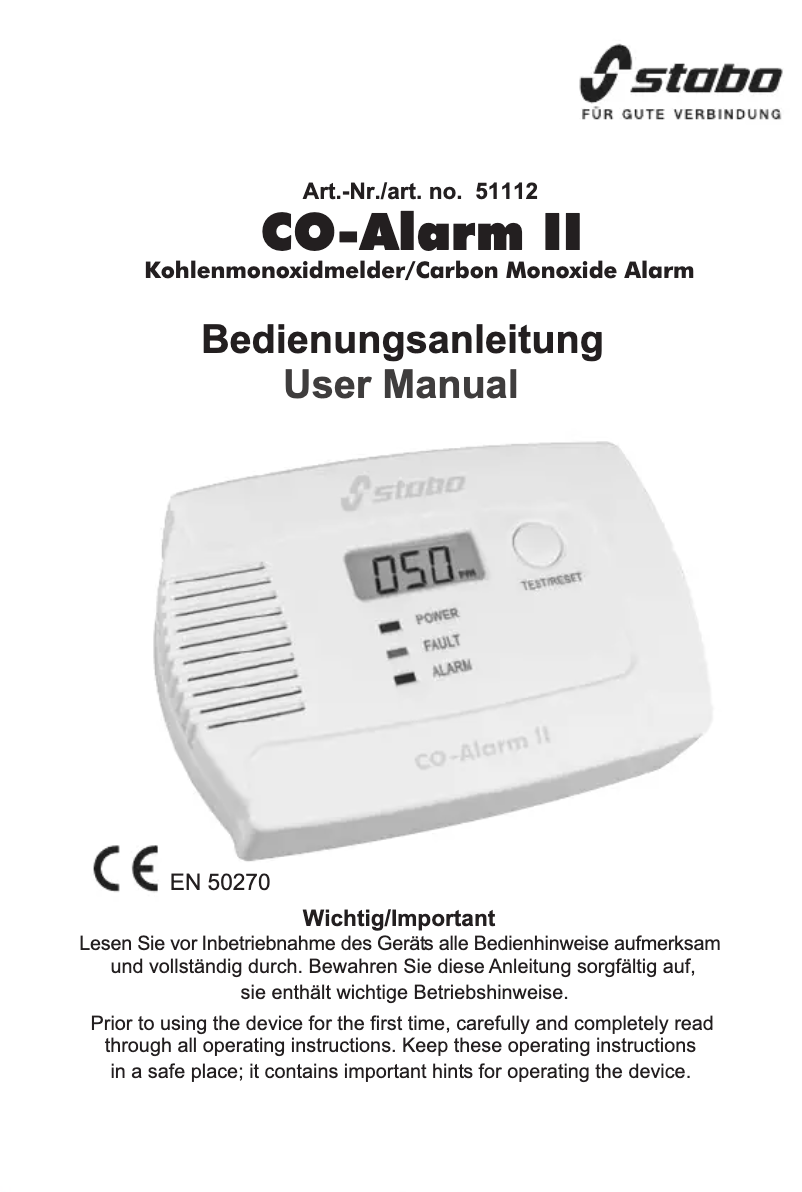 Página 1 del manual Manual de usuario Stabo CO-Alarm II